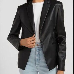 Express BLACK FAUX LEATHER BLAZER size M